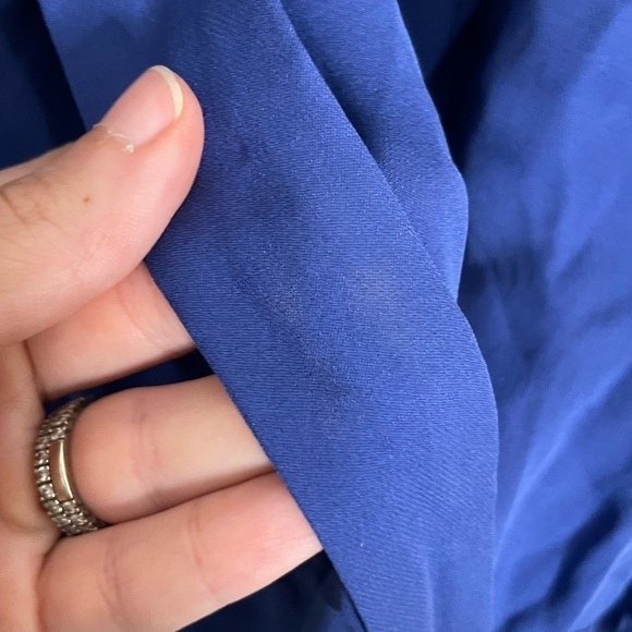 Parker Blue V Neck Silk Dress Small - Picture 2 of 7